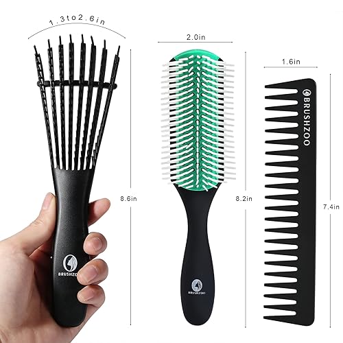 Miniatura 7 de BRUSHZOO - Cepillo para cabello rizado, cepillo desenredante para mujeres, hombres o niños, cabello natural negro, cepillo desenredante para cabello