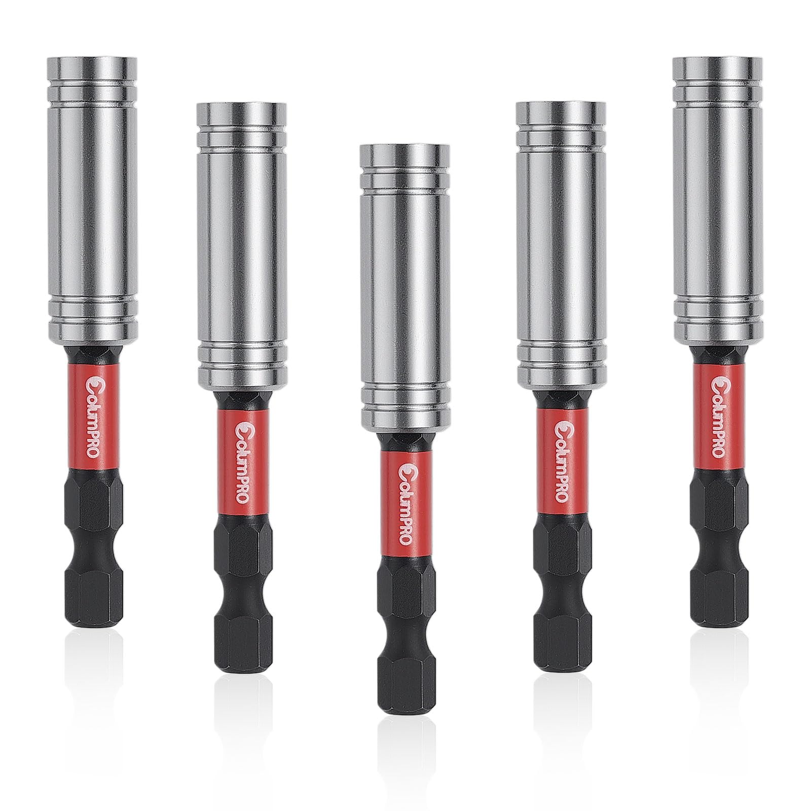 ColumPRO 5PCS 1/4" Strong Magnetic Impact Bit Holder, Black Series, Upgraded Magnetic Drill Bit Extension for Impact Driver, Cordless Drill, 1/4" Hex