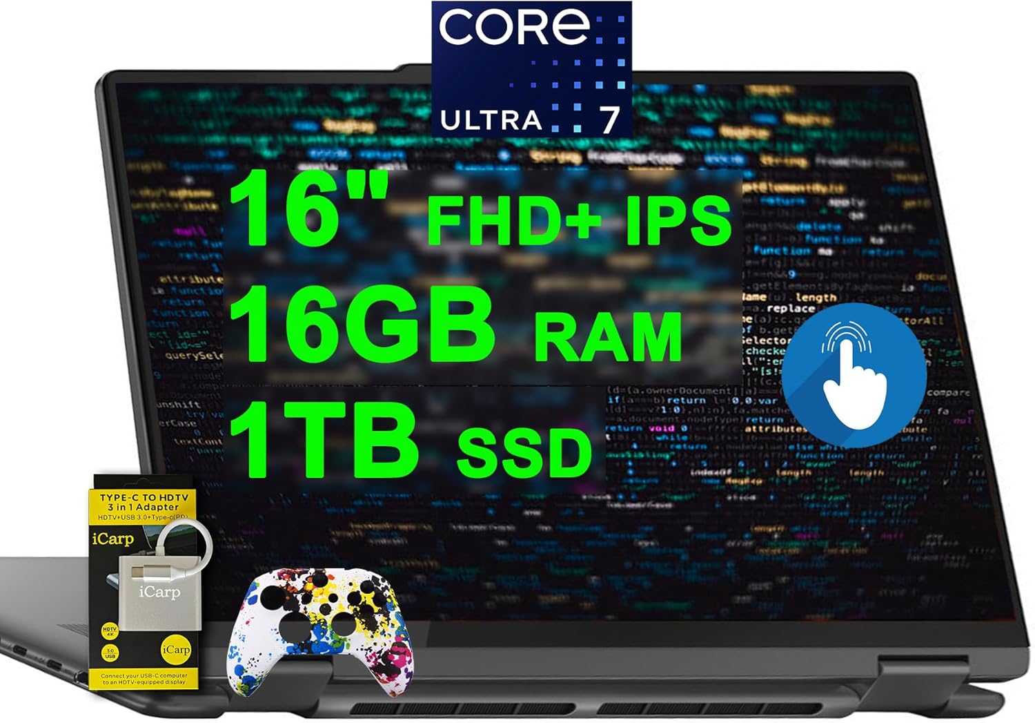 Lenovo Yoga 7 16 2-in-1 AI PC Laptop 16″ FHD+ IPS Touch Glossy Intel 12-core Ult…