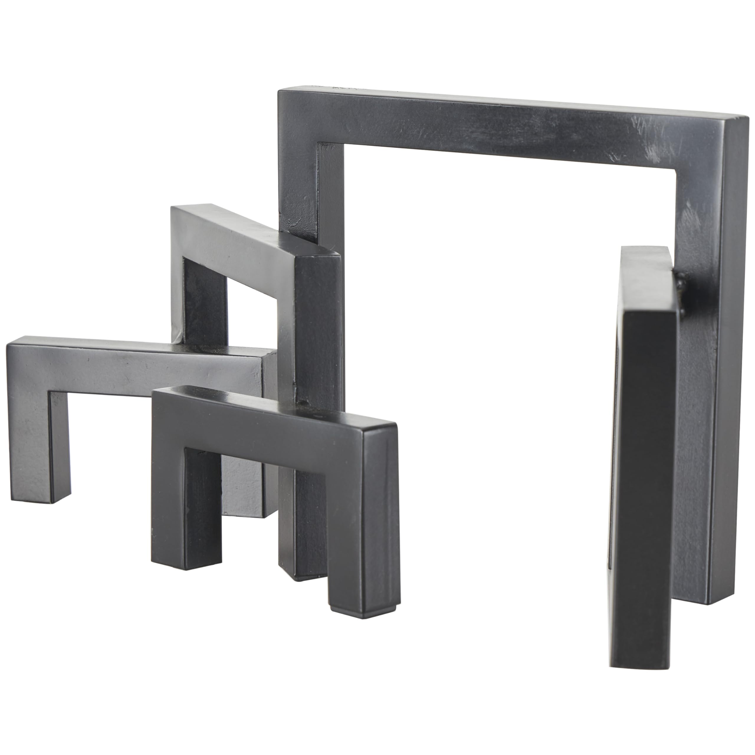 Deco 79 Geometrische dekorative Skulptur aus Metall, abstrakt, quadratisch, gewölbt, Heimdekoration, Akzentfigur, 33 x 12,7 x 17,8 cm, Schwarz