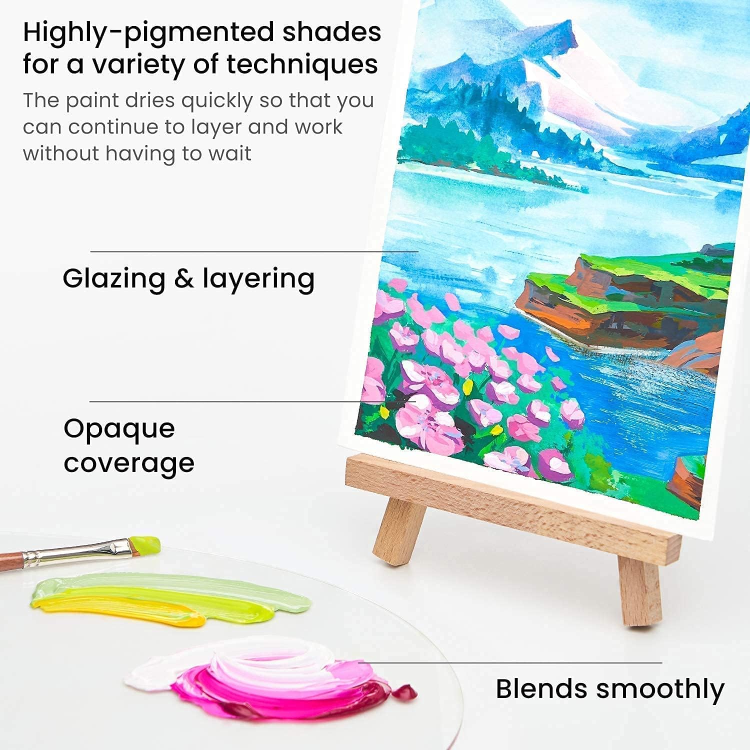 ARTEZA Acrylic and Gouache Paint Set Bundle, Painting Art Supplies for Artist, Hobby Painters & Beginners