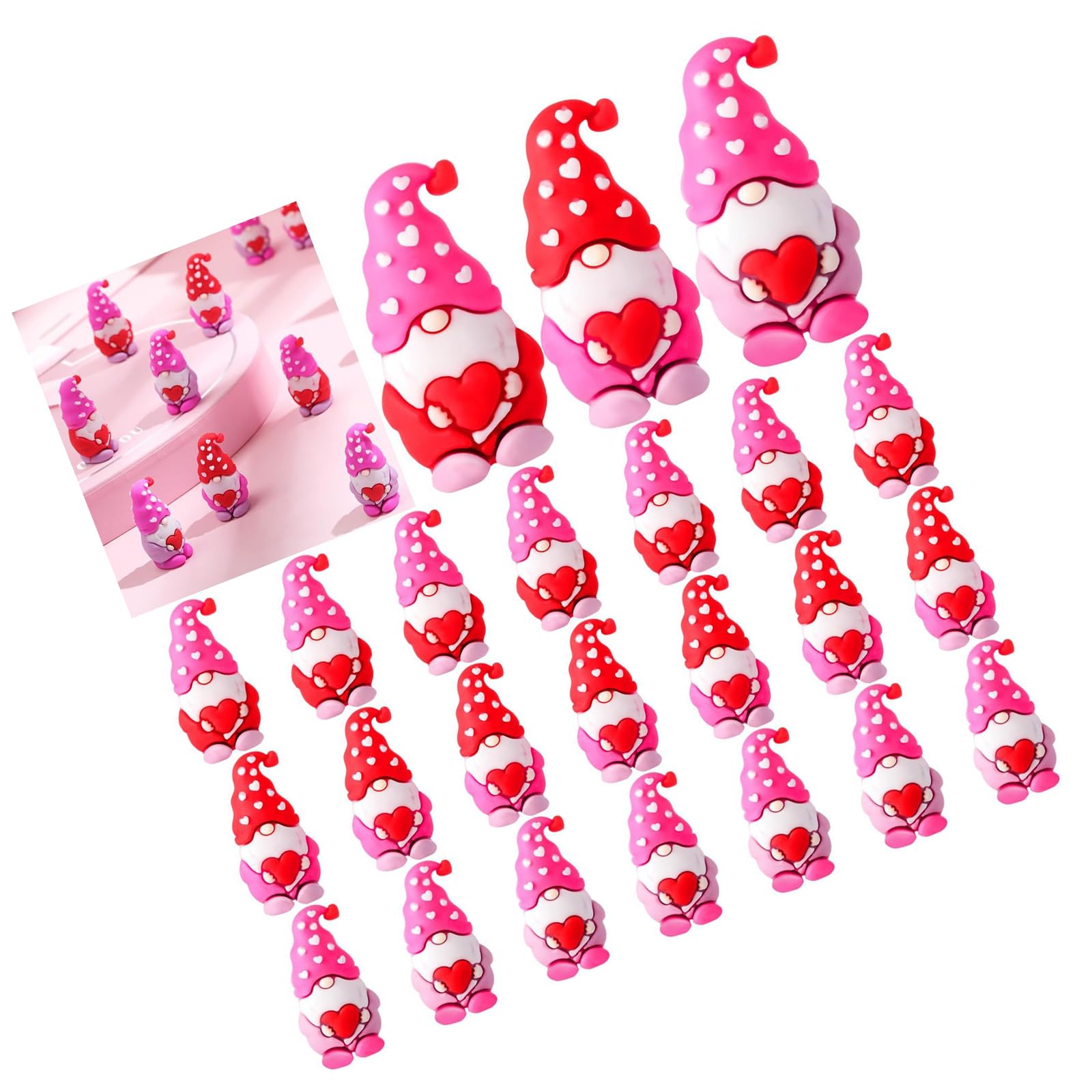 TFAOYS Miniature Valentines Gnomes Figurines to Hide Small Love Heart Ornaments Decors Tiny Dwarf Wedding Decors Miniature Statues