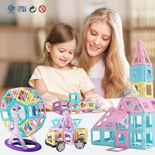 Miniatura 3 de MAGBLOCK Bloques de construcción de azulejos magnéticos, regalo para niñas y niños de 3 a 8 años, juguetes educativos para niños y niñas