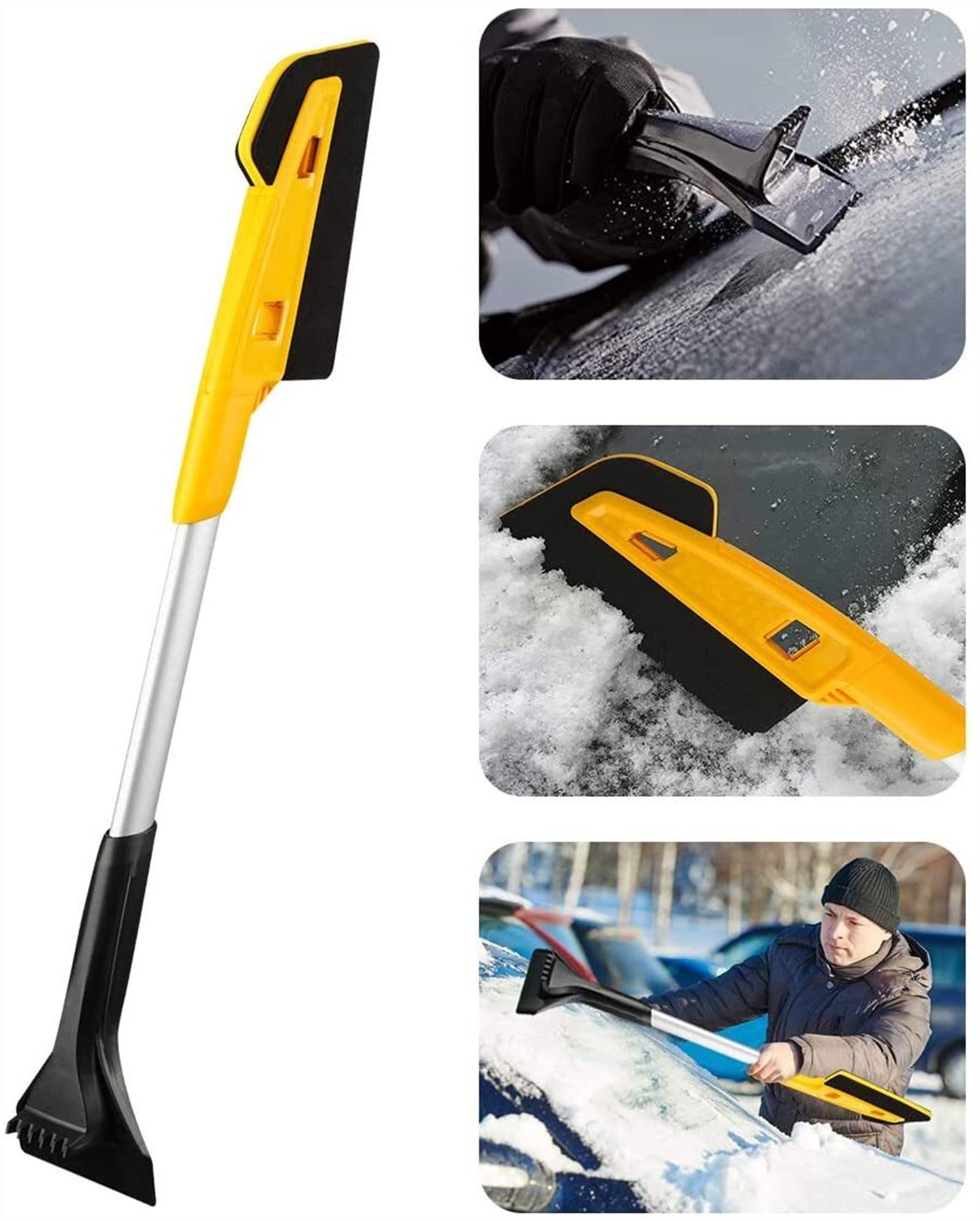2w1 Gąbka Snasshield Gąbka Snow Pędzel + Scrober, Szkło przedszkolne Scrate Frost Ice Remover narzędzie do samochodu ciężarówki, z torbą do przechowywania