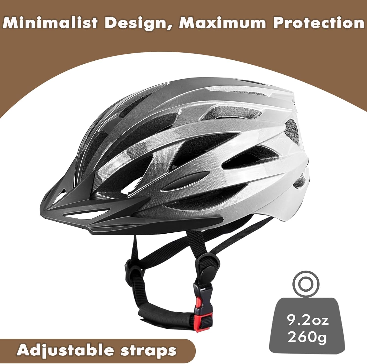 Road Bike Helmet Adult Men & Women, Adjustable Lightweight Design (22-24.5 Inches) - Vented, Removable Visor & Reflective White, for Day and Night Commuting & Sports | CPSC Certified - Image 4