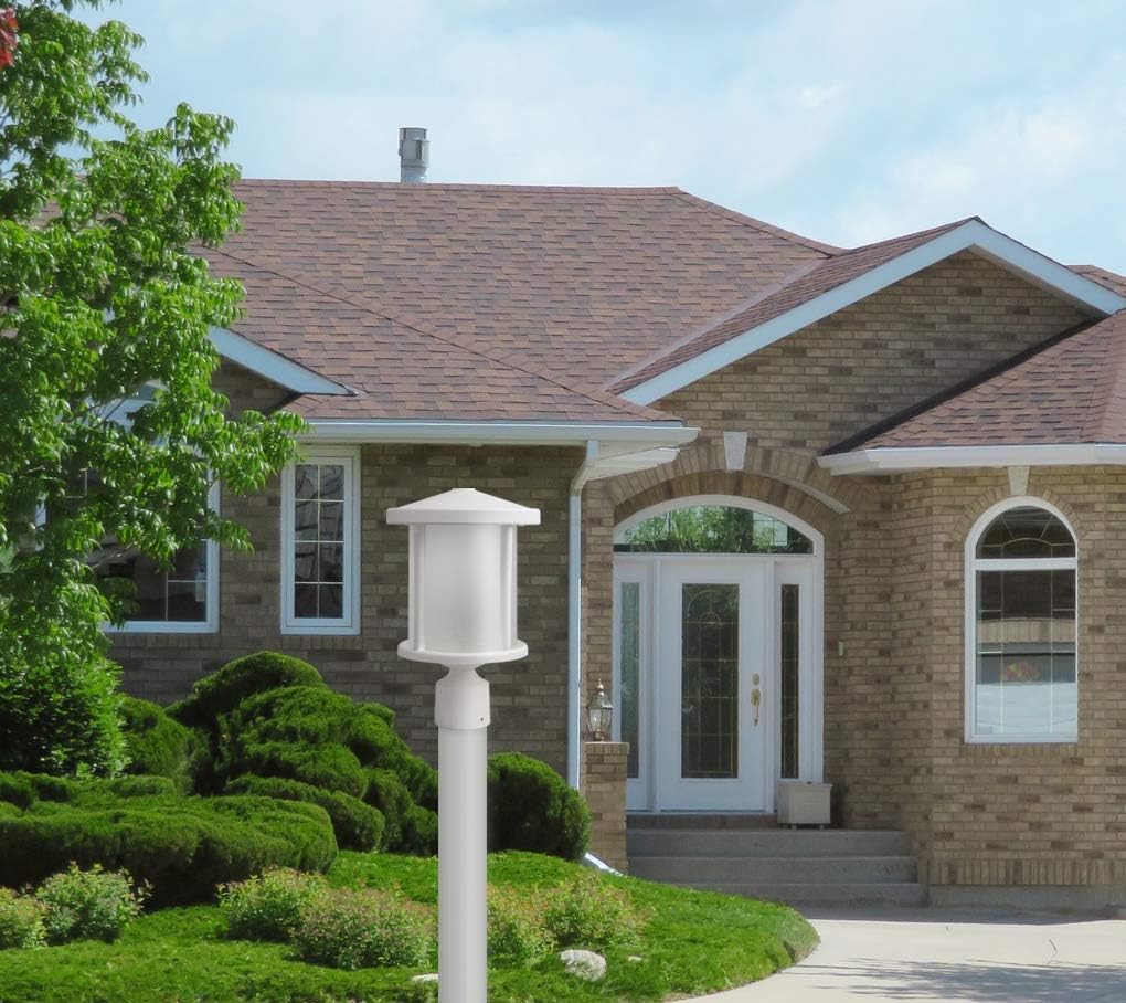 New Deal Solus SPC52TF-LE26W-WH Round Decorative Composite Post Top Outdoor Light Fixture with 3000K LED Lamp, White Housing with Frost Acrylic Lens, 14 H x 9 W, UL Listed