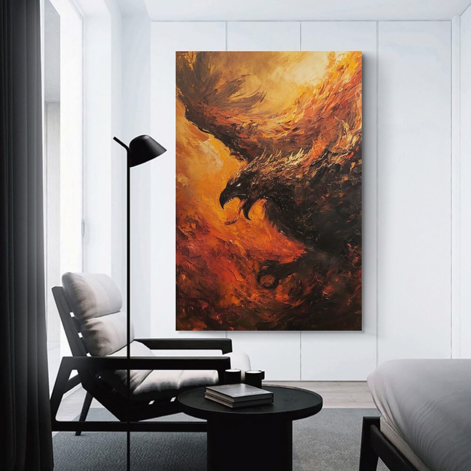 Junmoney Unframe-Style-1 Canvas Wall Picture Phoenix Rising Oil Painting, 24X36inch(60X90cm), For Bedroom, Lounge Or Dressing Area, Stylish Decor For A Restful Room Update