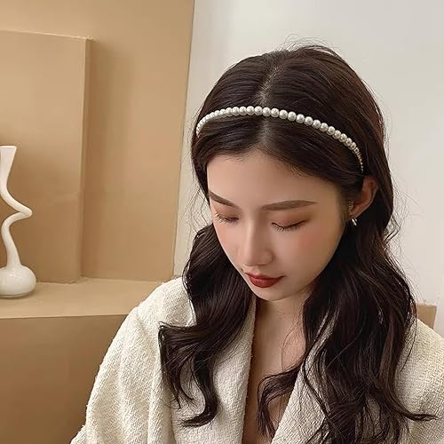 Miniatura 6 de Agirlvct Paquete de 7 diademas para mujeres y niñas, diademas de flores antideslizantes, diademas de perlas de moda, diadema trenzada, diferentes