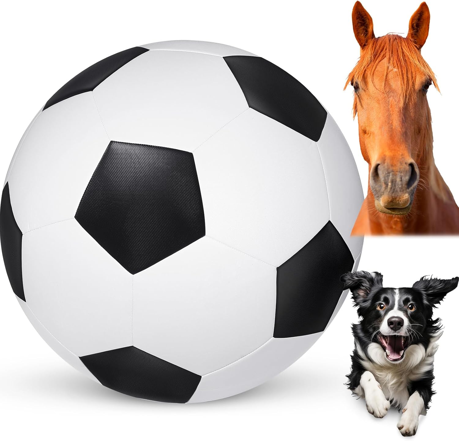 Pet Supplies Gemscream Herding Ball for Dogs Large Horse Toy Ball Extra Thick PU Soccer Shaped