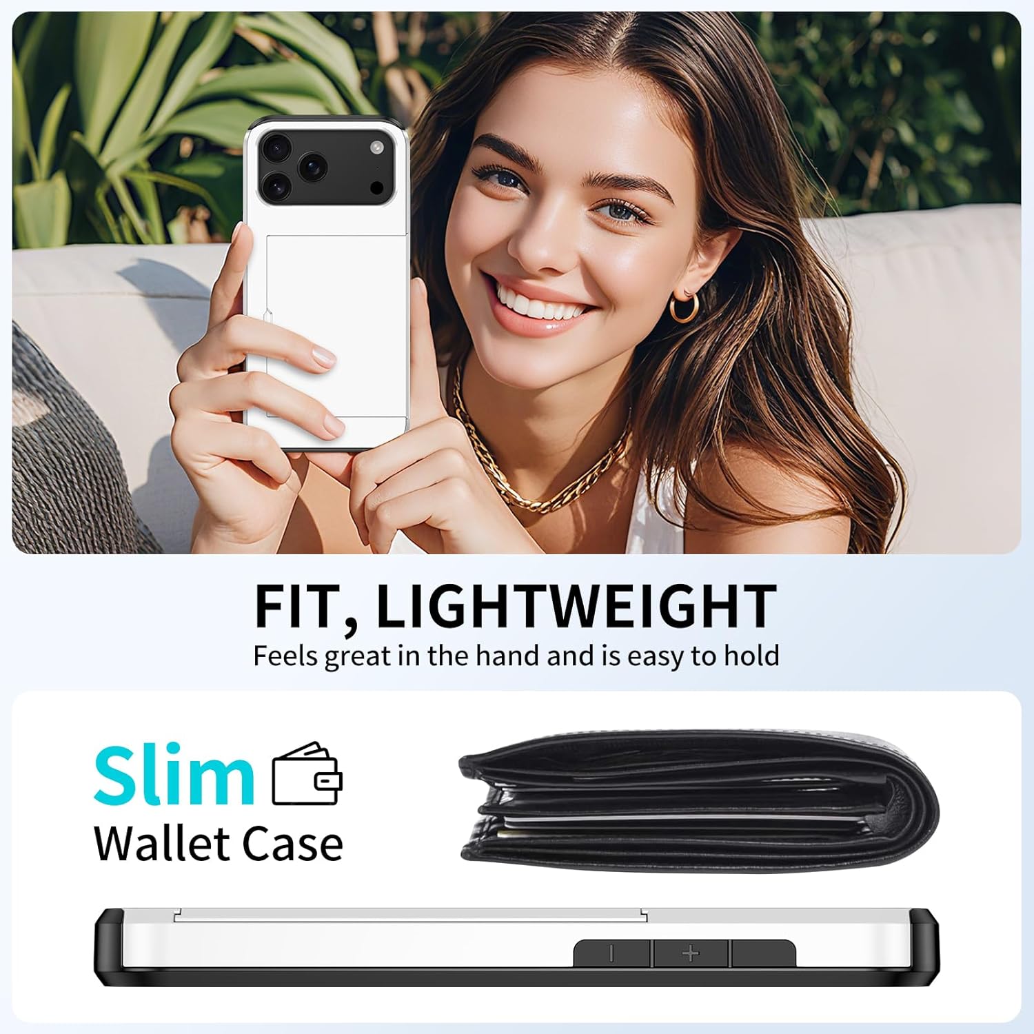 SAMONPOW for iPhone 17 Pro Case with Card Holder iPhone 17 Pro Wallet Case 6.3 inch Heavy Duty Protective Shockproof Dual Layer Hidden Card Slot Slim Cover for Women Men, White - Image 7