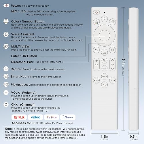 Vista 9 de Control remoto de repuesto por voz para Samsung-Smart-TV, para todos los televisores inteligentes universales Samsung Frame Neo QLED UHD 4K/8K