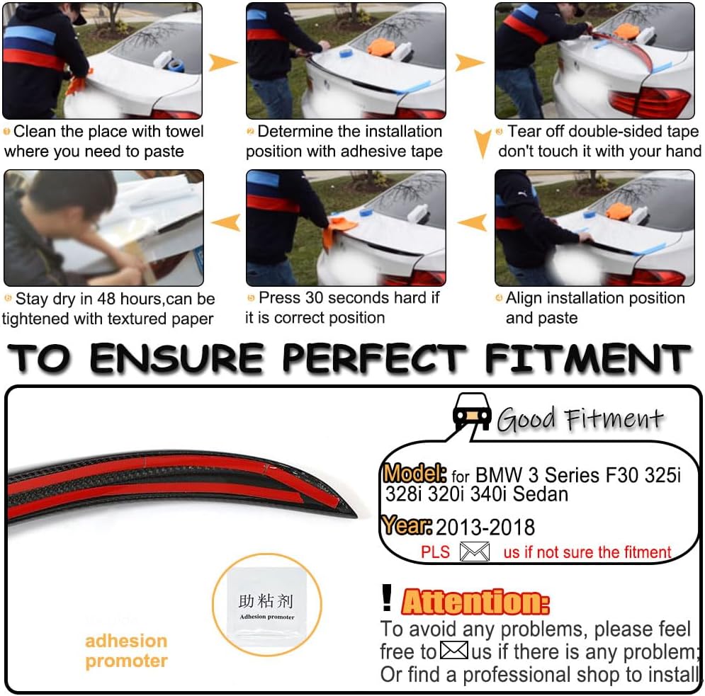 MCARCAR KIT Rear Spoiler for 2012-2018 BMW F30 3 Series Sedan & 2014-2019 F80 M3 Sedan Real Carbon Fiber Trunk Spoiler Wing for 320i 325i 328i 330i 335i 340i (Style C)