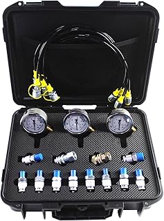 SINOCMP Hydraulic Test Kit 25/40/60mpa 3 Pressure Gauges 12 Couplings 3pcs 163cm Long Test Hoses Hydraulic Pressure Gauges Kit for Komatsu Excavator