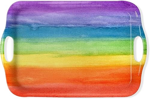 Miniatura 14 de Bandeja de Servir Bandeja Decorativa con Asas Bandejas de Servir Multiuso Rectangulares para Restaurante, Fiestas, Mesa de Café, Cocina - Bandera