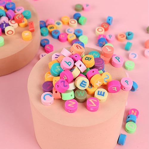 Miniatura 3 de 100 cuentas de arcilla polimérica con letras A-Z mixtas Heishi, suministros para manualidades, pulseras, aretes, collares, joyería (alfabeto)