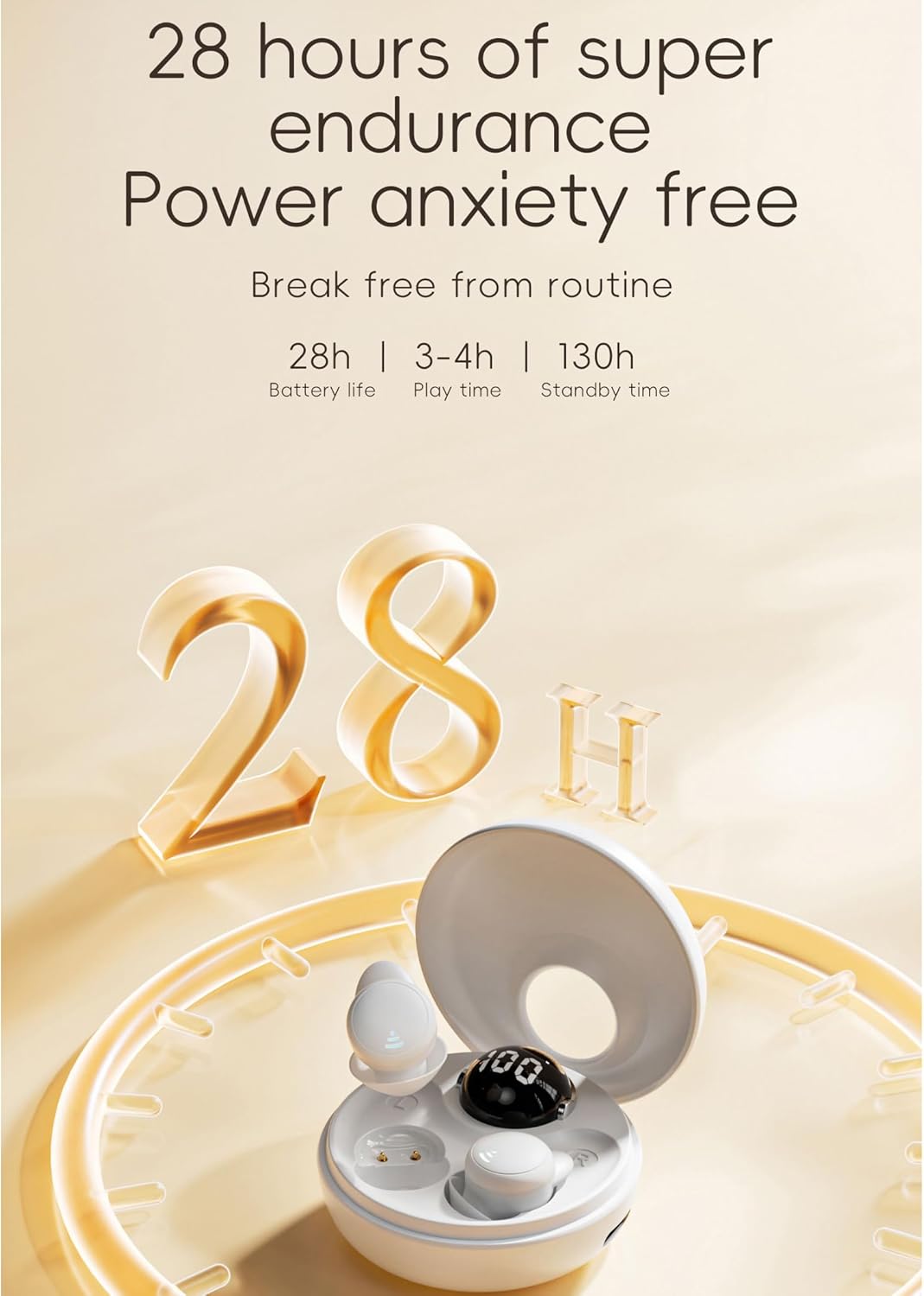 IKXO Invisible Wireless Bluetooth Ear Buds for Sleeping Noise Cancelling Mini Earbuds,Discreet in-Ear Tiny Earphones for Sleeping,Hidden Earbuds for Small Ears Sleeping,Working,Hiking Off-White