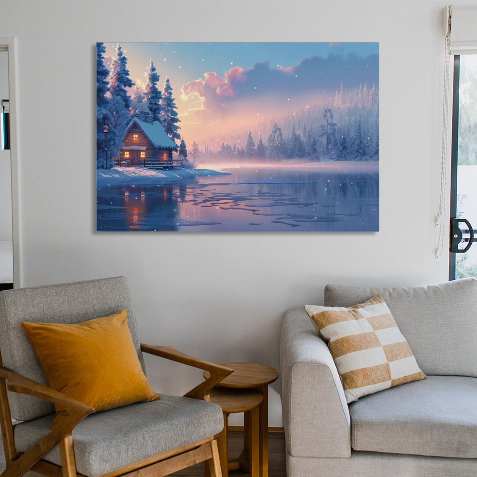 Amazon.co.jp: 絵画 氷と雪に覆われた美しい冬の風景 アートパネル