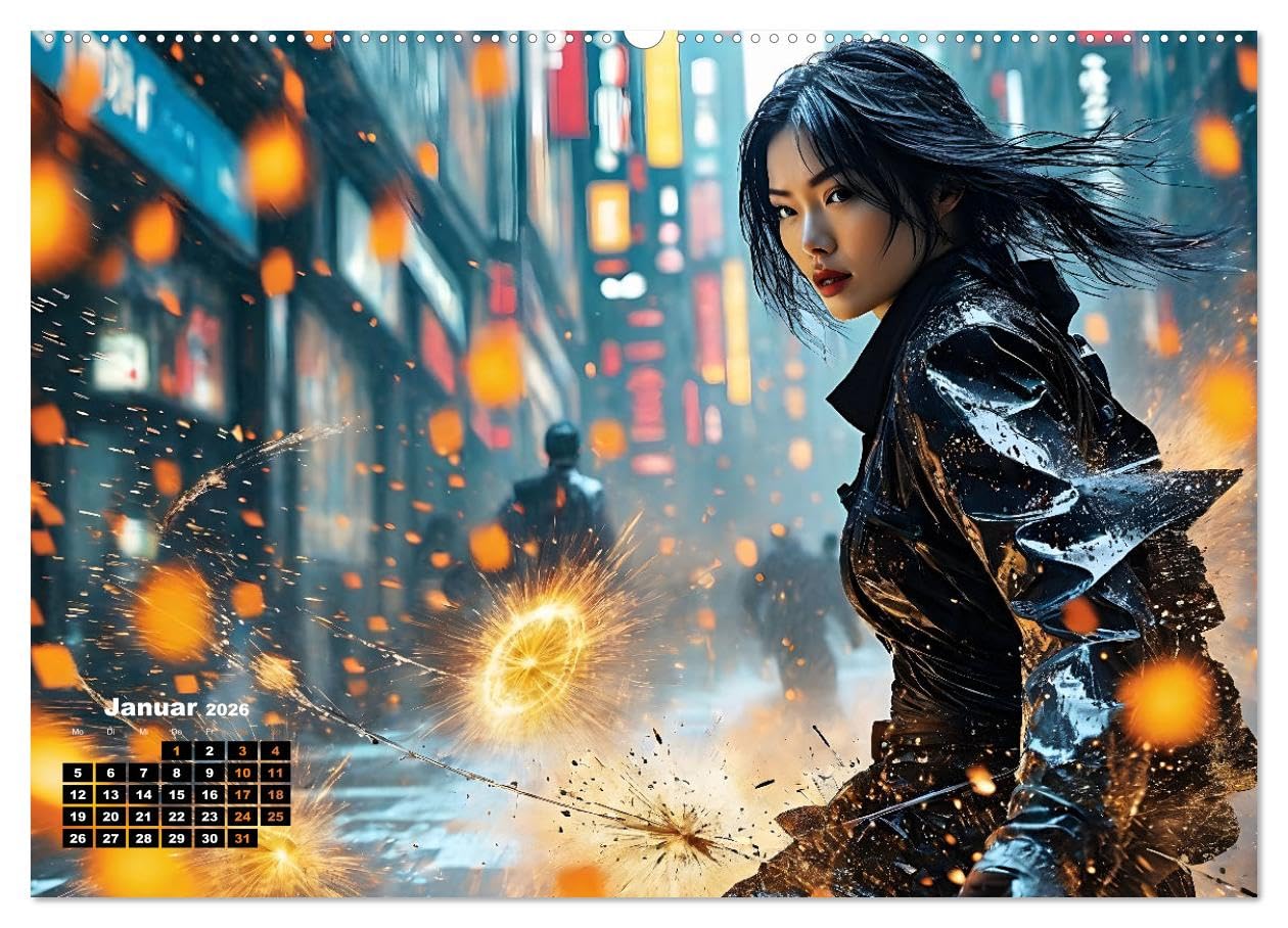 Kriegerin der Cyberwelt (hochwertiger Premium Wandkalender 2026 DIN A2 quer), Kunstdruck in Hochglanz: Atemberaubende epische Bilder einer jungen ... verworrene Träume navigiert (CALVENDO Kunst)