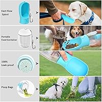 Vista 3 de Botella de agua para perros de 20 onzas con contenedor de alimentos y dispensador de bolsas de excrementos Dispensador de agua portátil a prueba