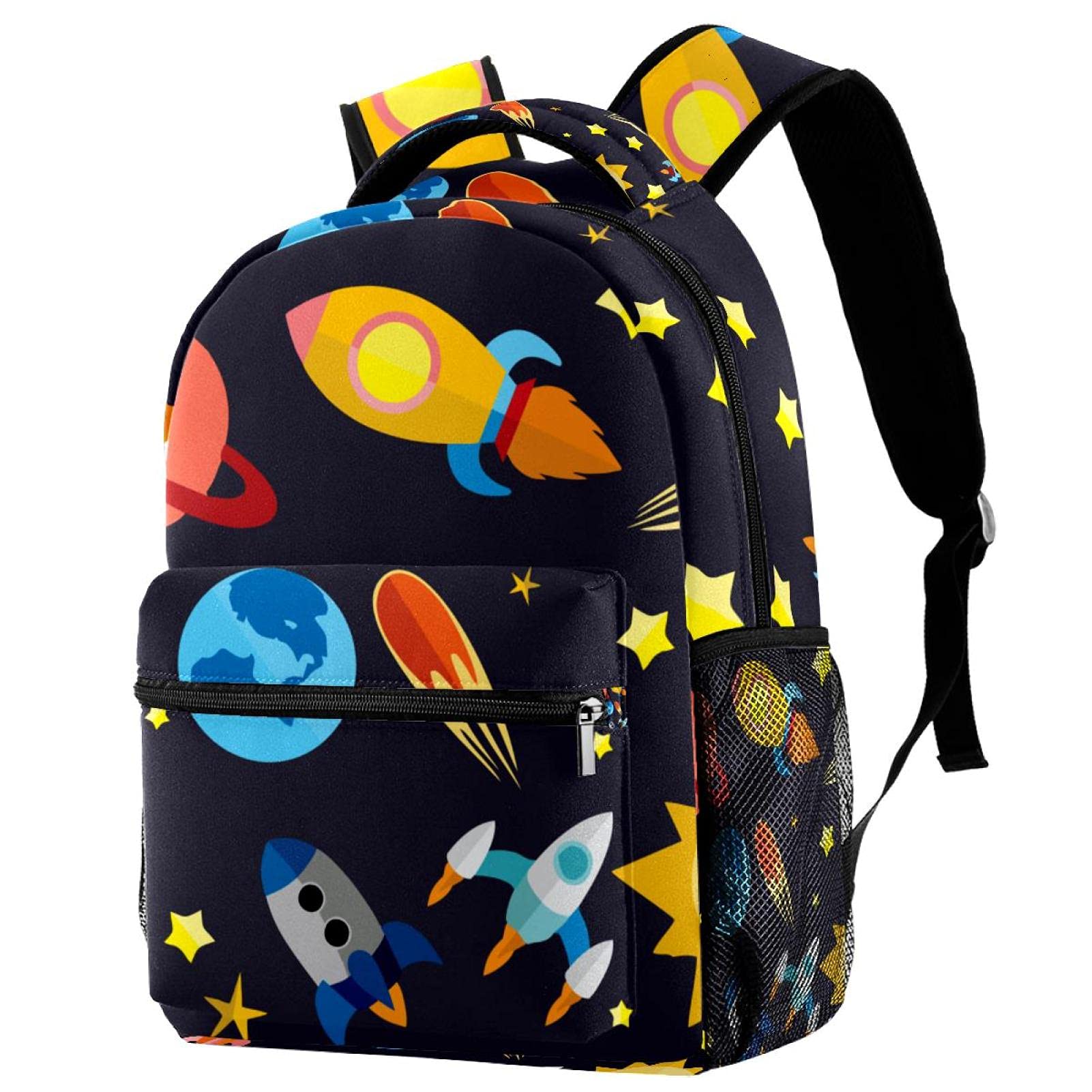 Sac à dos vaisseau spatial multicolore pour adolescents avec de nombreuses poches