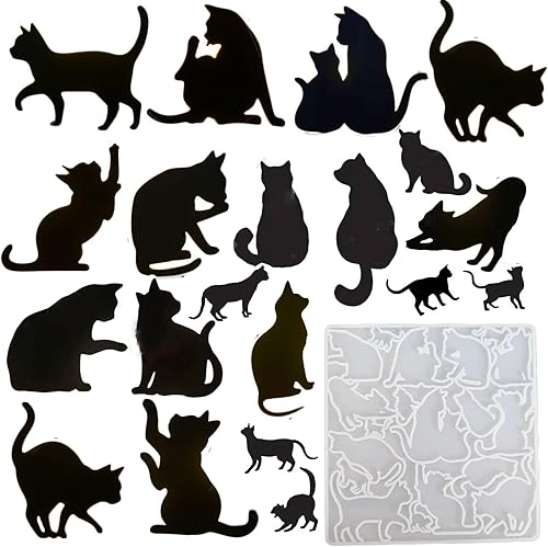 Miniatura 7 de Molde de silicona para llavero de gatito, 2 unidades, para resina, animal, broche, pines, resina epoxi, varias posturas lindas etiquetas de
