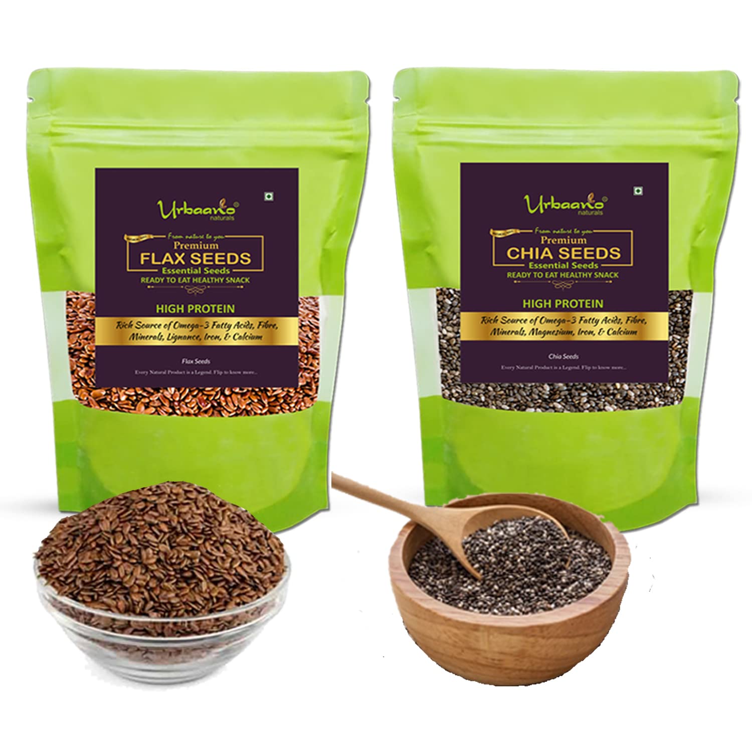 Chia Seeds and Flax Seeds Combo 500g Each Seeds Combo for Eating