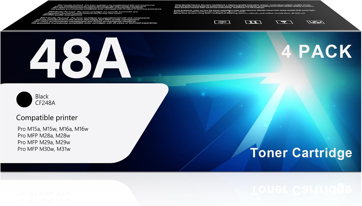 48A Black Toner Cartridge High Yield (with Chip) Replacement for HP 48A CF248A Toner Cartridge Use with Pro MFP M28w M28a M29w M29a M30w M31w Pro M15w M15a M16w M16a Printer(4 Pack)