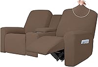 Vista 15 de Easy-Going Sofá reclinable elástico de 1 pieza con funda de consola central, funda reclinable de 2 plazas con soporte y almacenamiento, funda