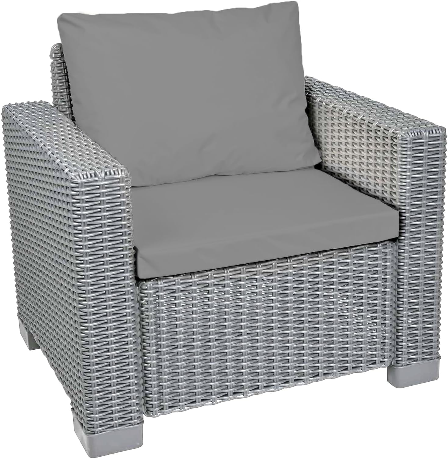 Rattan Furniture Cushion Waterproof Outdoor Seat Pad For Rattan Garden Furniture Chair Cushion Padding Patio 2, 3 or 4 Seater Comfy Set Sofa Cushions Pads Removable Cover (2 Pc Gray Armchair)