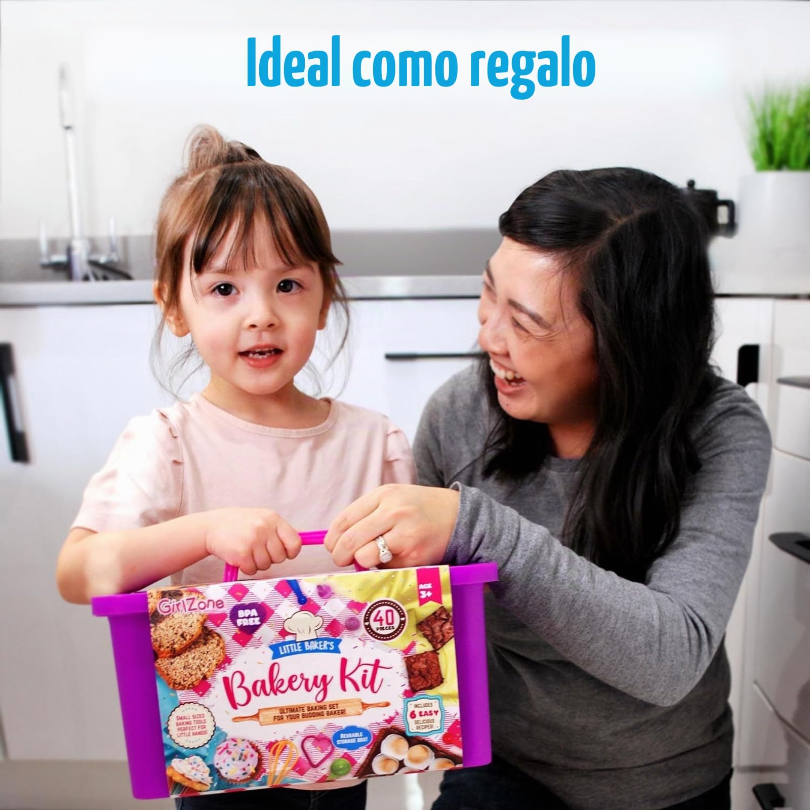 GirlZone Regalos para Niñas Set Pequeños Reposteros, 40 Piezas en un Set con Utensilios Cocina Juguete para Niños, Delantal y Recetas para Hacer Deliciosos Dulces