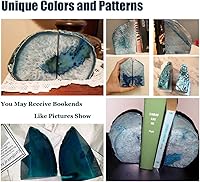 Vista 6 de AMOYSTONE - Sujetalibros decorativo de ágata para oficina, resistente, con protectores de goma, 1 par