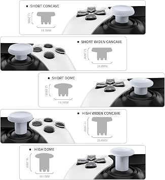 eXtremeRate ThumbsGear Interchangeable Thumbsticks for PS5 Edge Controller, Replacement Original White Analog Thumb Sticks Caps for PS5 Edge Controller - 4 Heights 3 Surfaces Grips -NO Thumbstick Base
