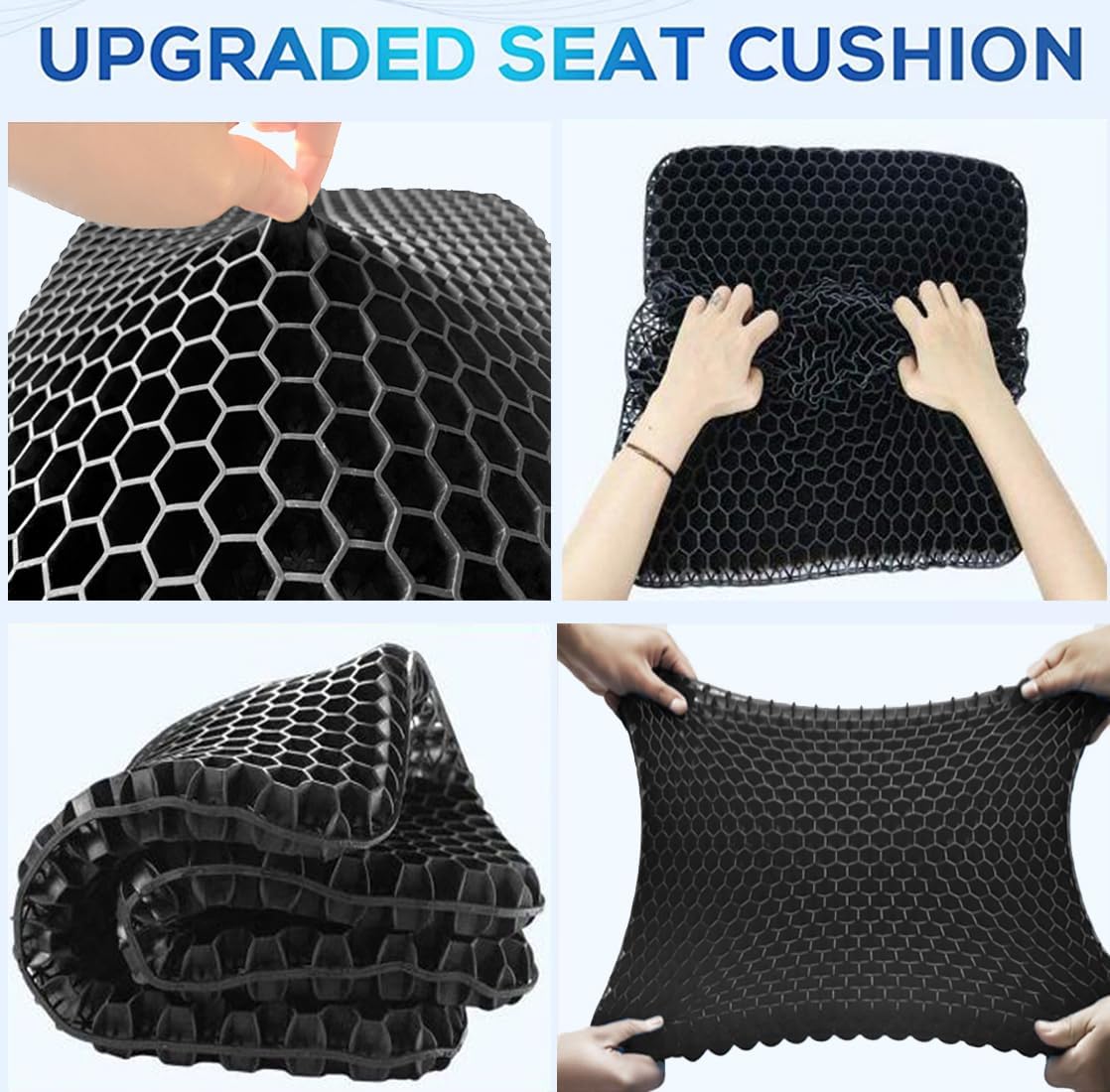 Gel Wheelchair Seat Cushion for Long Sitting - Sciatica, Back, Coccyx, Pressure Sore, Tailbone Pain Relief - Cool, Soft & Breathable Pillow with Non-Slip Cover for Wheelchair