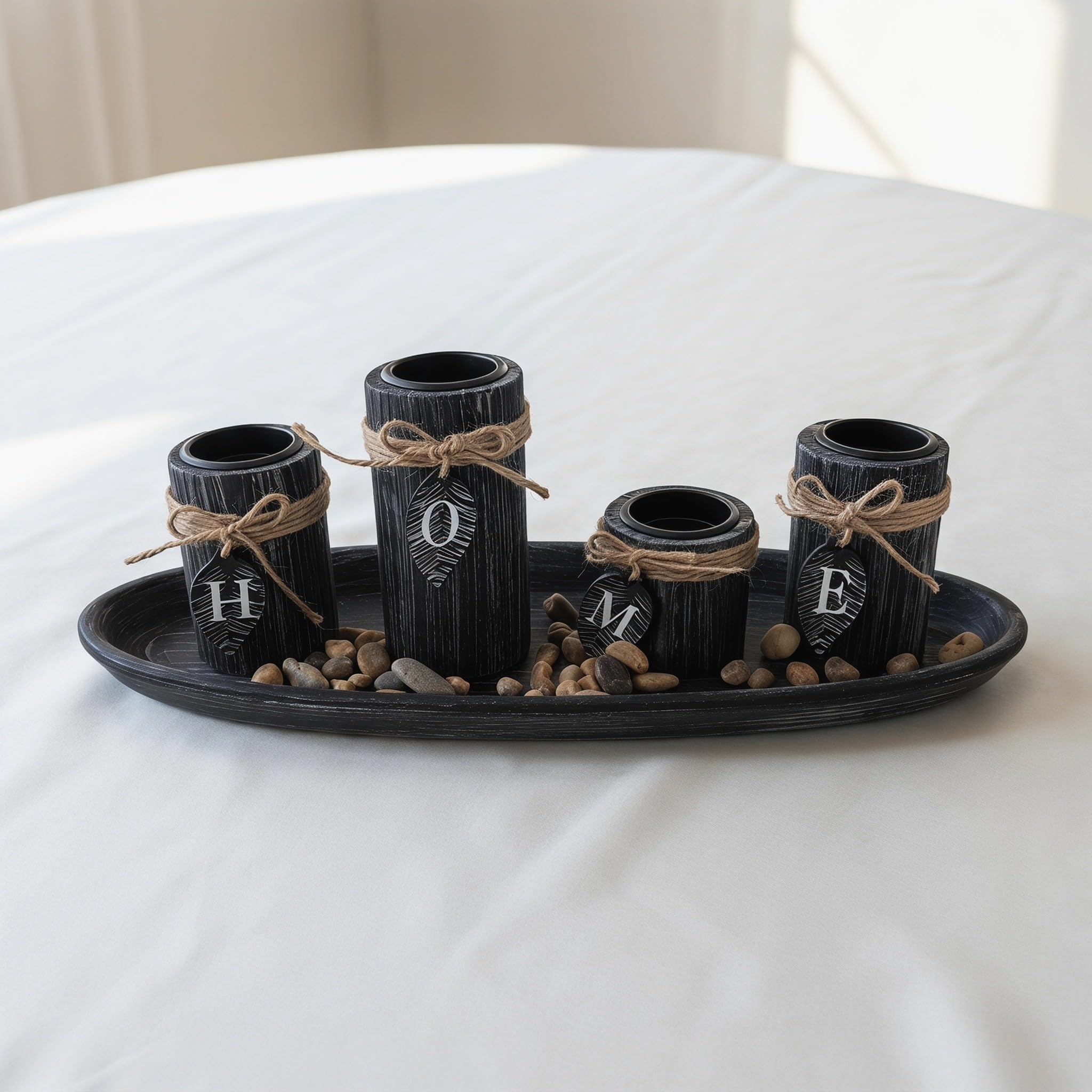 Portacandela in Legno Decorativo con Foro 1,57" per Tavolo