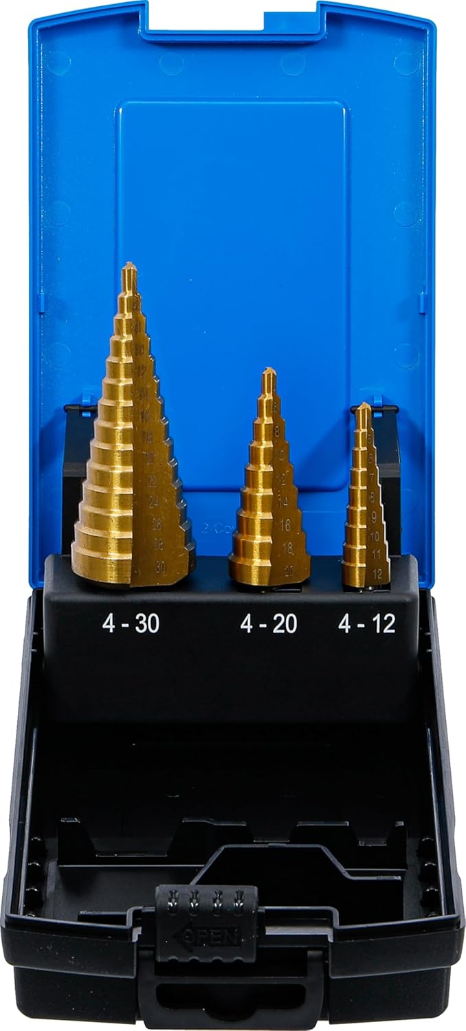 BGS 1624 | Step Drill Set | titanium-nitrided | Ø 4-30 mm | 3 pcs.