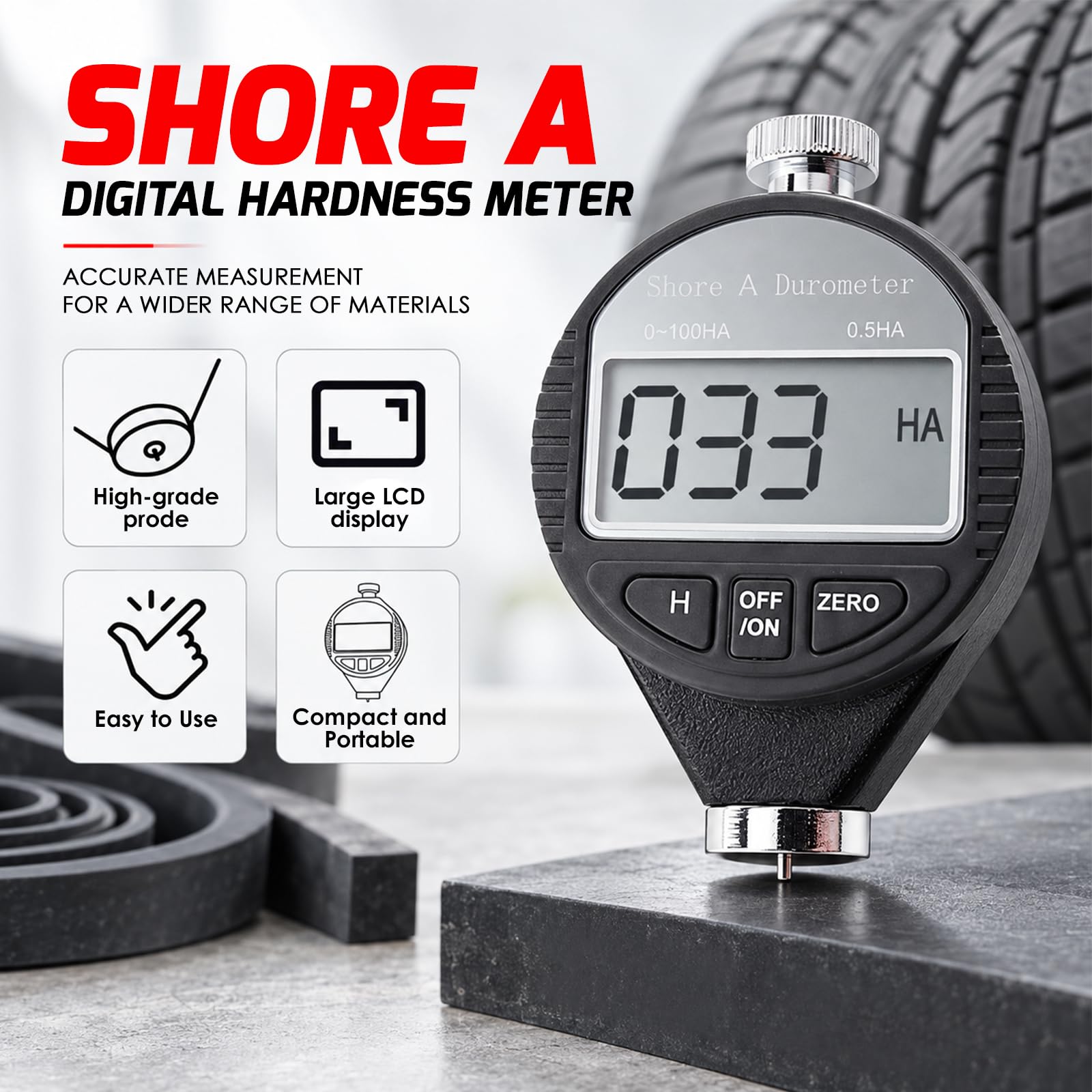 Shore A Hardness Meter - Digital Durometer Tester -3