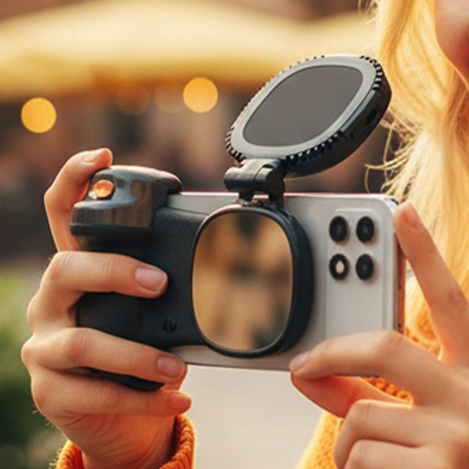 Impugnatura Magnetica per Fotocamera Supporto Selfie Magnetico Rotabile A | Impugnatura per Fotocamera del Telefono con Luce Per Fotografia, Viaggio, Festa, Studio, Casa, Esterno, Intern