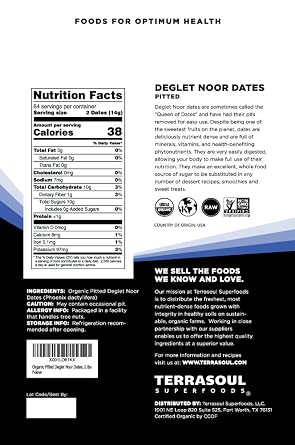 Terrasoul Superfoods Organic Deglet Dates, 2 Lbs - Pitted | Fresh | Natural Sweetener
