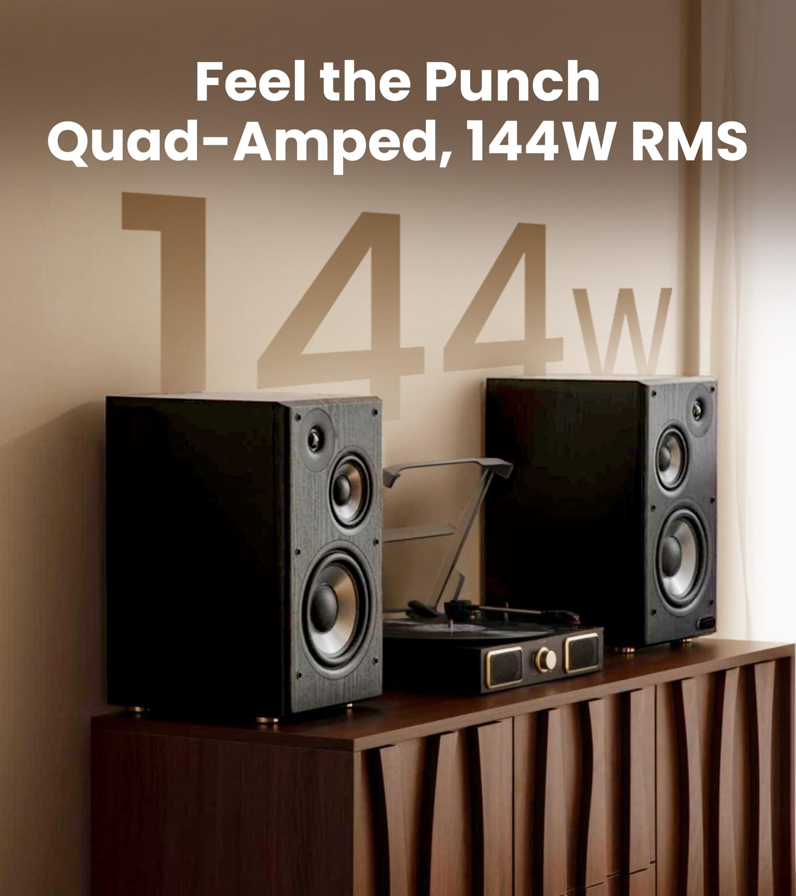 Edifier R2750DB MKII 3-Way Powered Bookshelf Speakers, 144W RMS, Black — Amazon image 3