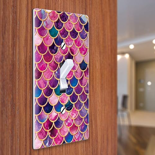 Miniatura 3 de WIRESTER Placa de interruptor de luz de palanca de una sola bandacubierta de placa de pared - Escamas de sirena rosa