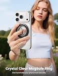 Lamicall Magnetic Phone Ring Holder - [Smooth Damping] 360°Rotating Magnet Phone Ring Grip, Crystal Clear Finger Grip, Strong Magsafe Kickstand for iPhone 17/16/15 Pro Max Air for Mag Safe Accessories