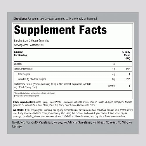 Miniatura 2 de Piping Rock Gomitas de cereza Tart | 60 unidades | Sabor a cereza | Suplemento de extracto | Veganas, sin OMG, sin gluten