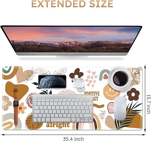 Miniatura 2 de iCasso - Alfombrilla para escritorio, alfombrilla grande para mouse para jugar, alfombrilla XXL con base de goma estable con bordes cosidos,