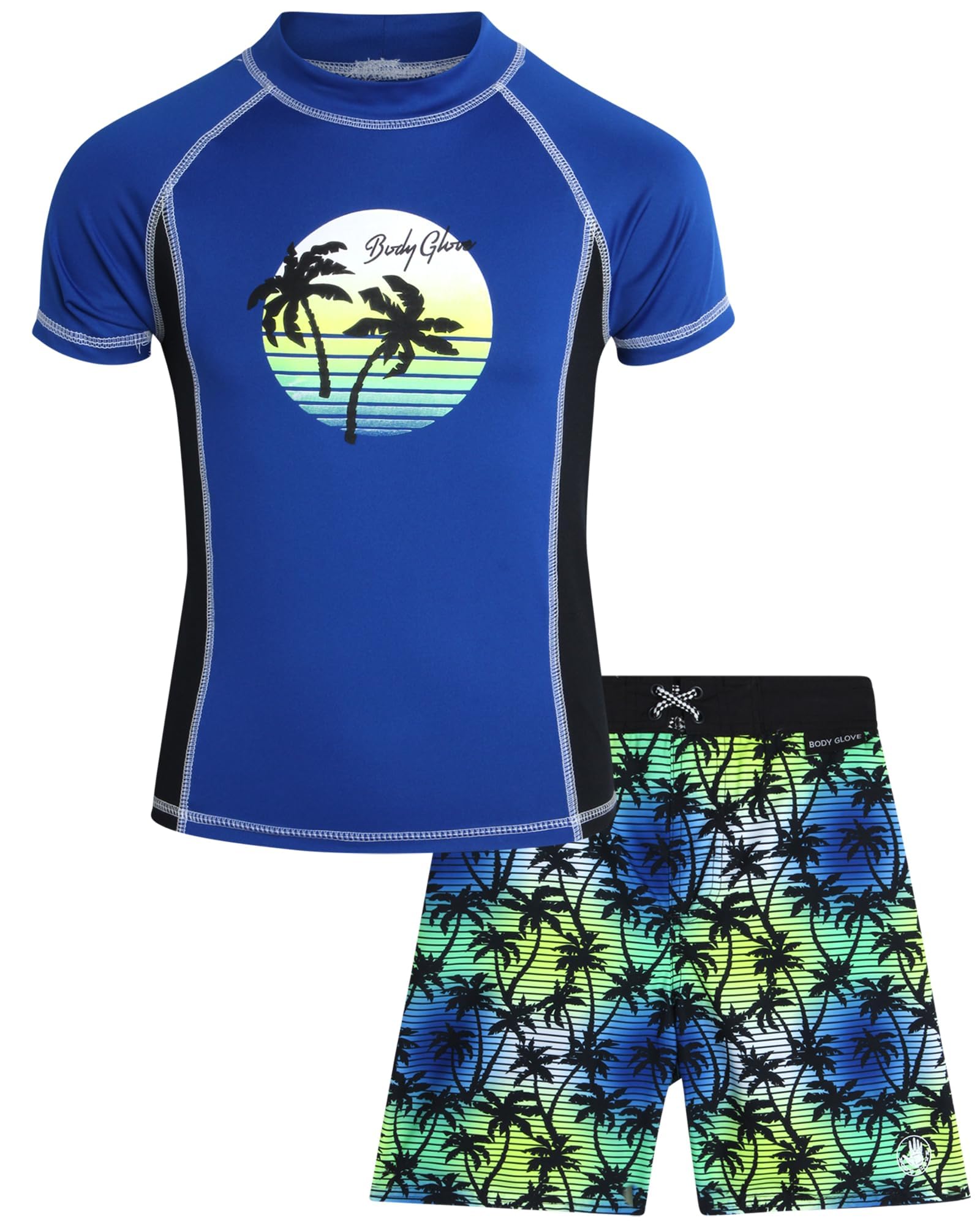 Body Glove Boys 2 Piece Swim Set Rash Guard &amp; Swim Trunks (Sizes 4-12)