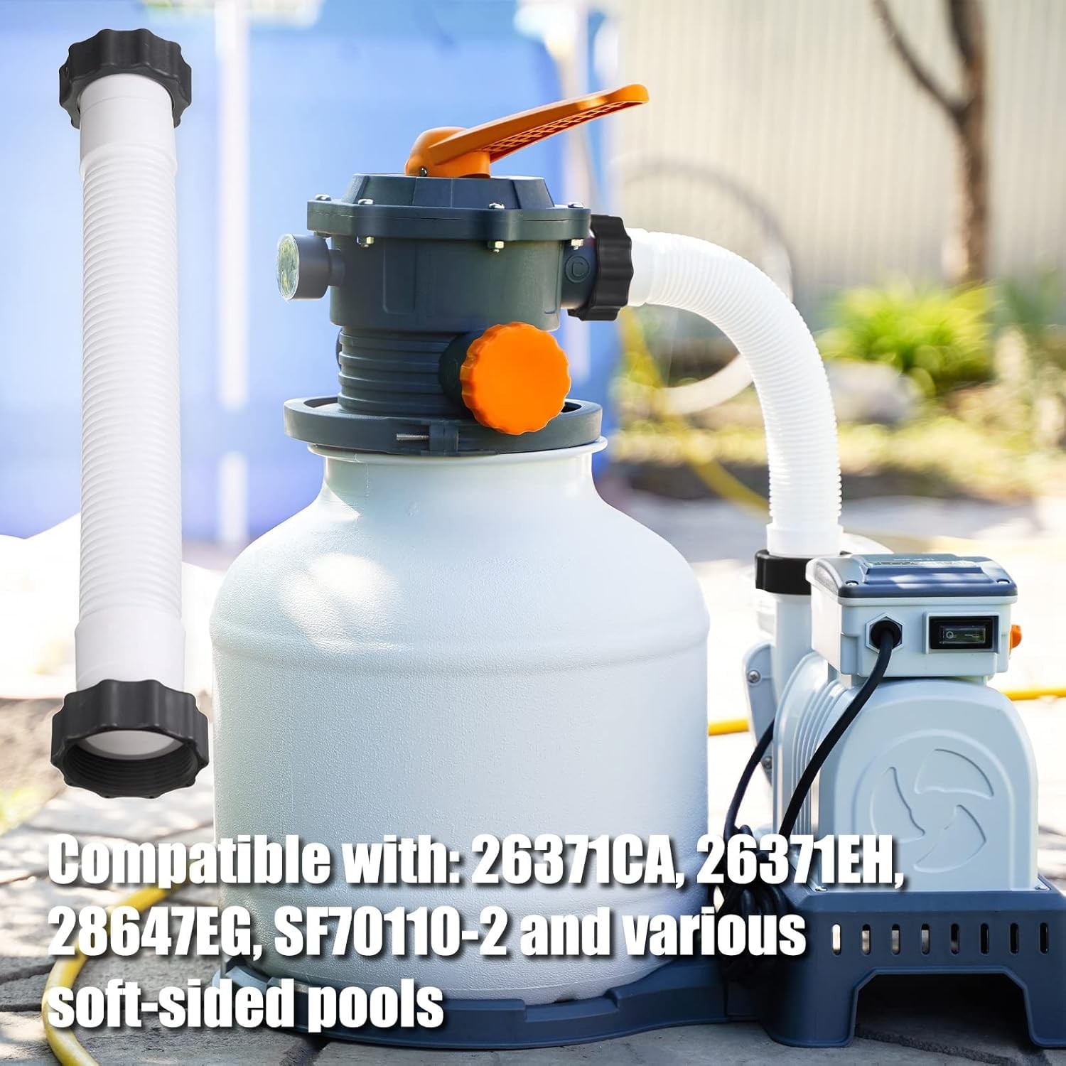2 Stück 40cm Schwimmbadschlauch, Universal Pool-Pumpe Ersatzschlauch, Pool Filterpumpenschlauch mit Muttern, Pool-Schläuche mit 3,8 cm Durchmesser, für oberirdische Pools, Filterpumpen