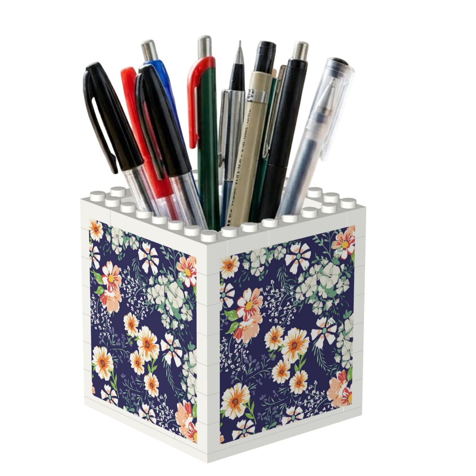 Poadnly Beautiful Flower Garden Floral Petal Leaves Meadow Orange, Pen Pot Pencil Holder for Office Home School, Compact Desk Organiser for Office Stationery