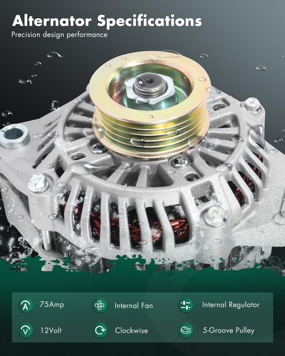 SCITOO Alternator Fits for Chevrolet for Tracker 2.0L 1999-2003,for Suzuki for Vitara 2.0L 1999-2003,12V 75 Amp CW 5-Groove Pulley, Replace OE 13781 AMT0106 A5TA4291 30020754 A5TA4291 31400-65D00