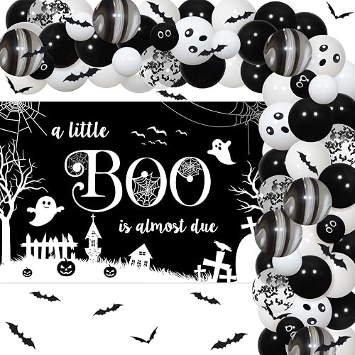Kreatwow A Little Boo is Almost Due Baby Shower Decoration Black White Halloween