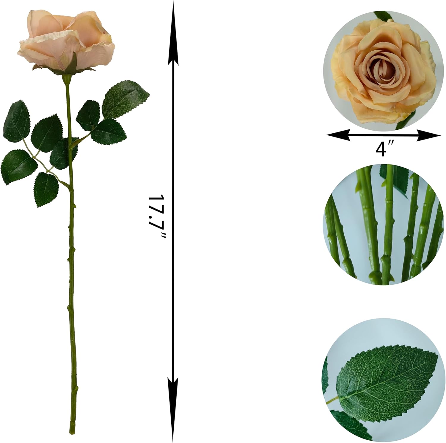 ATFL 12 Pcs Fall Silk Champagne Roses，Flower Diameter 4 '',Artificial Roses with Stems for Wedding Decorations,Flores Artificiales para Decoracion De Sala (Fall Champagne) - Image 2