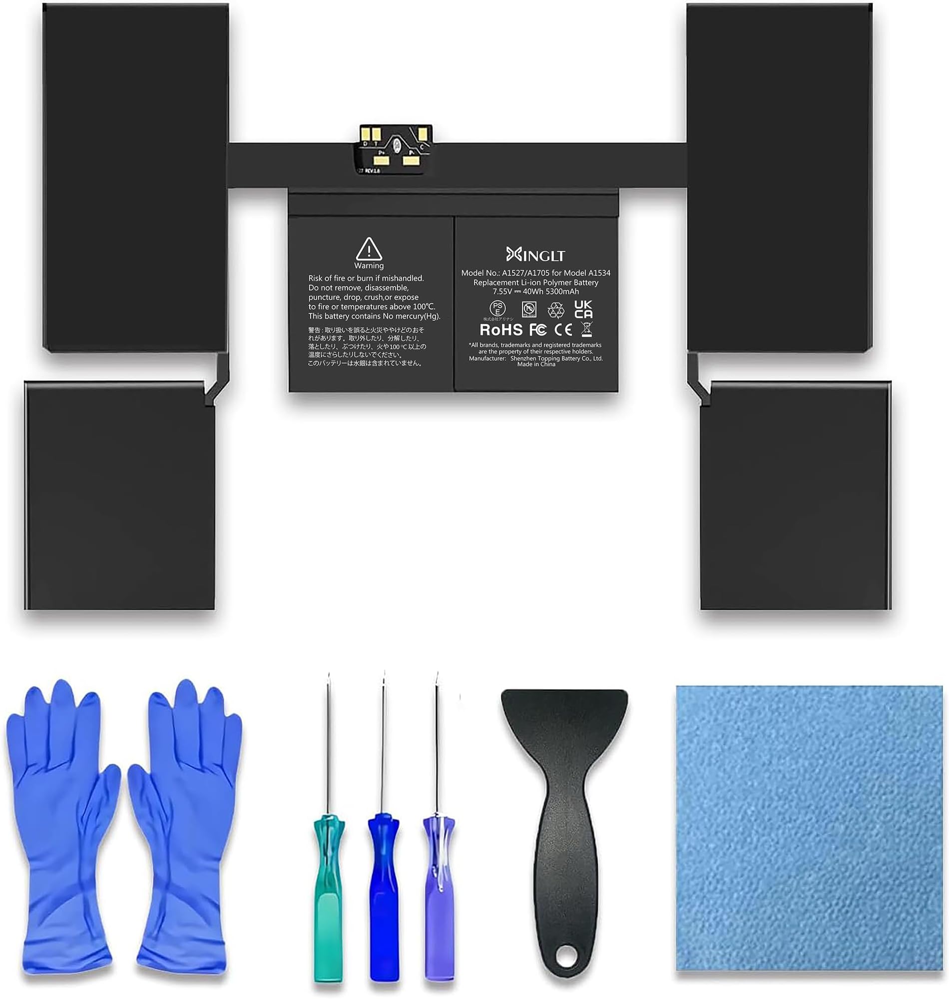 A1534 A1705 Battery, A1527 A1705 Replacement Battery Compatible with MacBook 12 inch Retina Laptop (Early 2015, Early 2016, Mid 2017) 5300mAh/40Wh,fits EMC 2746 2991 3099